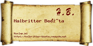 Halbritter Beáta névjegykártya
