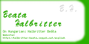 beata halbritter business card